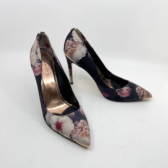TED BAKER 'Kawaap Chelsea' Floral Satin Pointed-Toe Stiletto Pumps - Picture 1 of 8